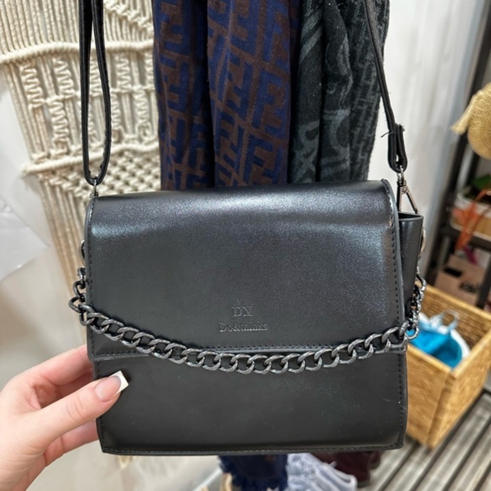 Black Chain Satchel Crossbody Bag
